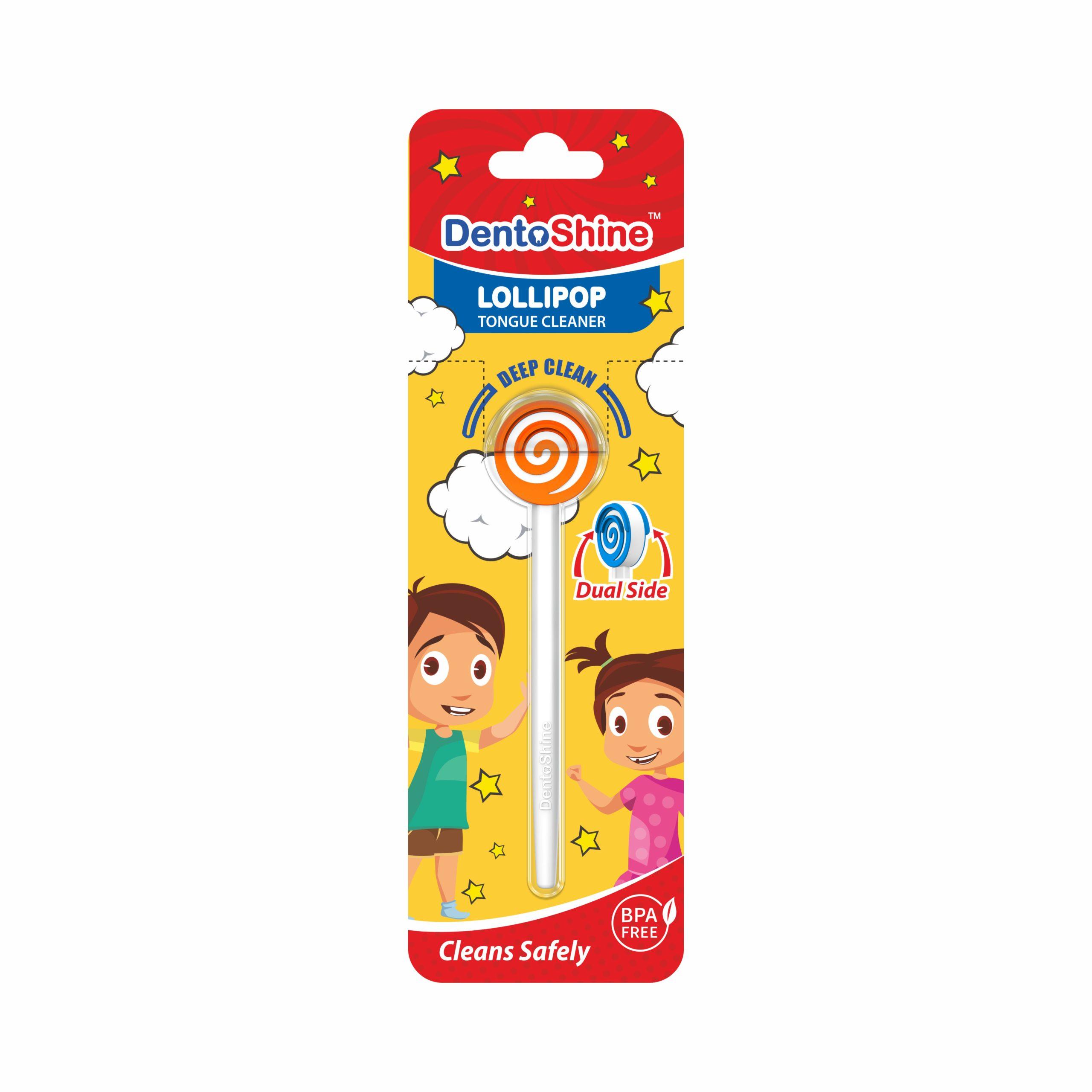 Lollipop Tongue Cleaner for Kids (Orange)