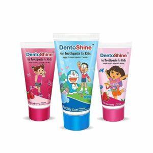 DentoShine Gel Toothpaste for Kids | Pack of 3 Flavors (Strawberry, Bubblegum & Raspberry)