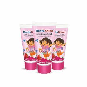 DentoShine Gel Toothpaste for Kids | Pack of 3 (Strawberry Flavor) (Dora)